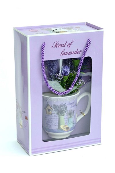 Generic – Artificial Flower Mug with Lights Gift Box/ Lavender Gift Box Mug f...