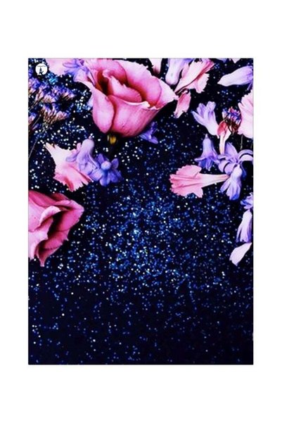 Generic Floral Themed Metallic Plate Blue/Pink/Purple 20x15cm
