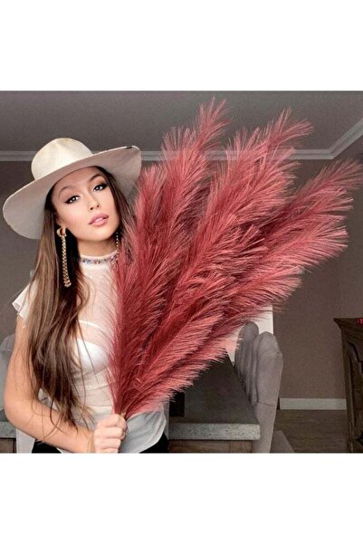Generic LATIFA Extra Large Red Fake Faux Long Artificial Pampas Grass Large F...