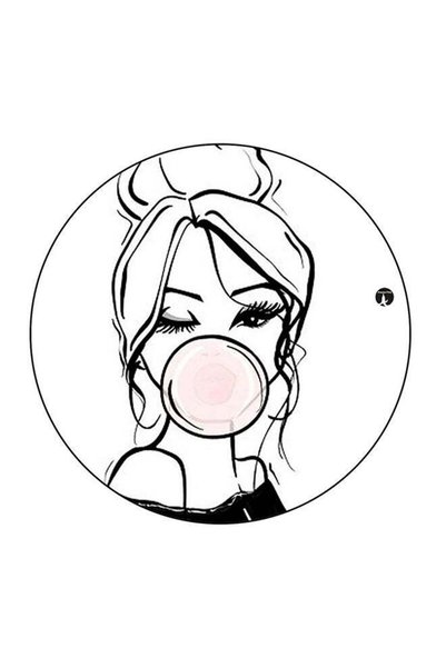 Generic The girl Printed Fridge Magnet Black/White/Pink 5.5 x 5.5cm