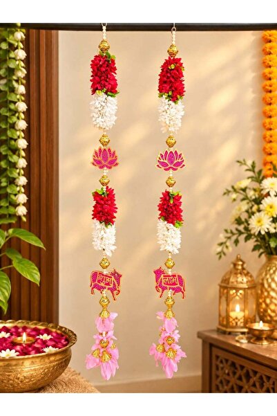 Generic Rajshi Handcrafted Floral Door Hanging Set with Lotus, Sacred Cow and...