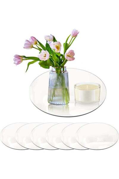 Generic Pack of 6 Round Mirror Trays, Diameter 20 cm Mirror Tray for Decorati...