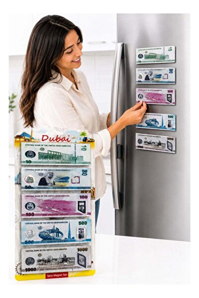 Generic UAE Dirham Fridge Magnets Set, 5 PCS Dubai Currency Banknote Magnets,...