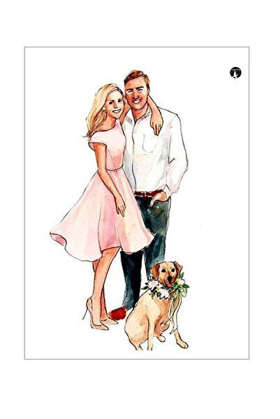 Generic Couple Themed Metallic Plate White/Pink/Beige 20x15cm