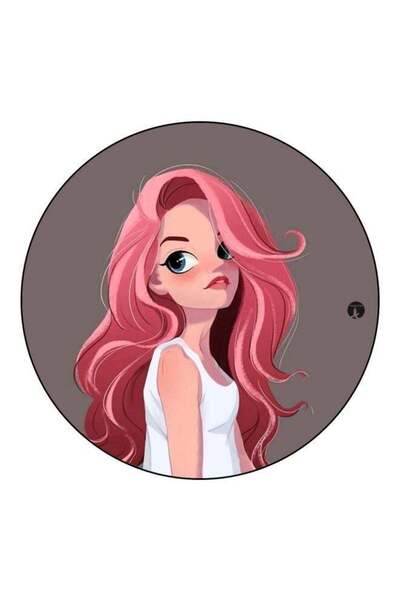 Generic Cartoon Girl Printed Fridge Magnet Pink/White/Grey 5.5cm