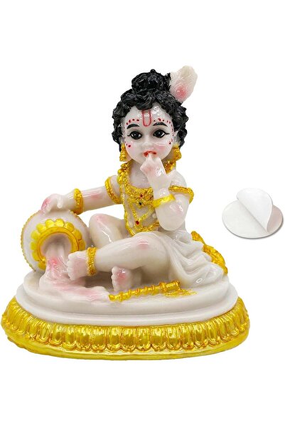 Generic Indian God Baby Krishna Statue - 4.1" H Handmade Hindu Idol Krishna F...