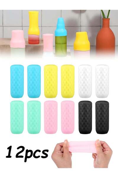 Generic 12 Pieces Colorful Silicone Bottle Leak Proof Covers Portable Travel ...