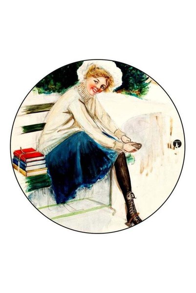 Generic Cartoon Girl Printed Fridge Magnet White/Blue/Black
