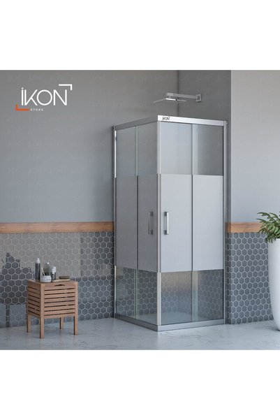 İkon Enzo Kare | Krom Buzlu 03 Duş Kabini H:190