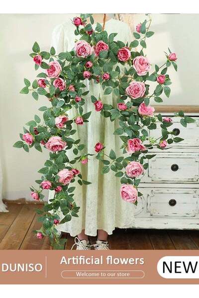Generic Pink Rose Garland, Fake Flower Vines, Hanging Rose Ivy Flower Plants ...