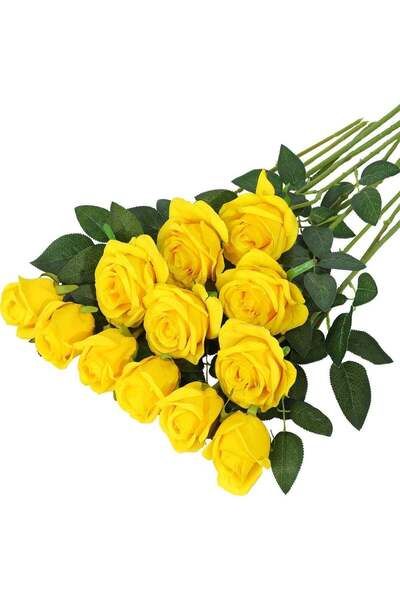 Generic 12PCS Artificial Silk Flowers, Bridal Wedding Bouquet, Realistic Rose...