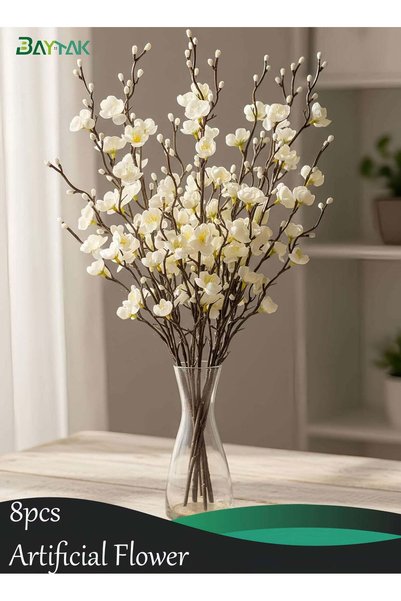 Generic 8Pcs Artificial Flower Bouquet, 55cm Plum Blossom Branches, Flowers D...