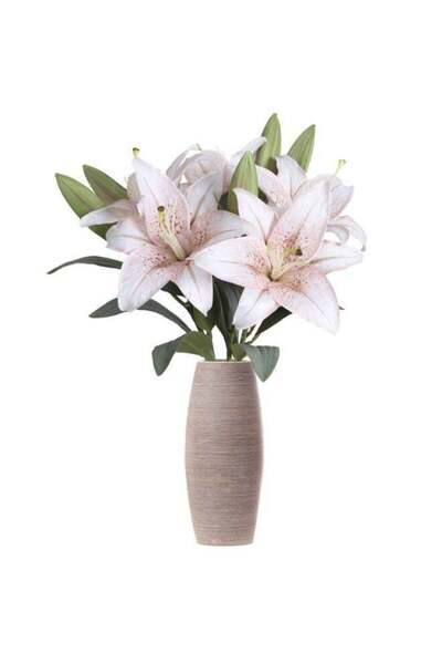 Generic 5 Pcs Artificial White Tiger Lily Flowers, Silk Faux Floral Arrangeme...