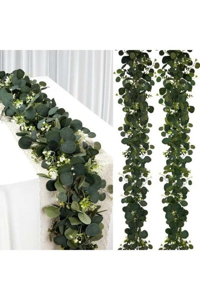 Generic Artificial Eucalyptus Garland (2 Pack, 6FT) - Green Flower Garland De...