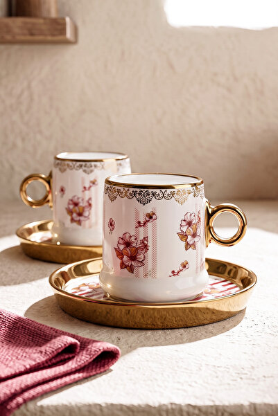 Perotti Cherry Blossom Porcelain Coffee Cup Set for 2 People