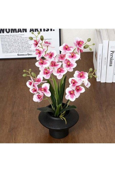 Generic Orchid Artificial Flower in Pot, Faux Butterfly Orchids Plant and Flo...
