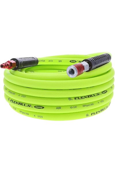 Flexzilla Air Hose, 3/8 in. x 50 ft., 1/4 in. MNPT Fittings, Heavy Duty, Ligh...