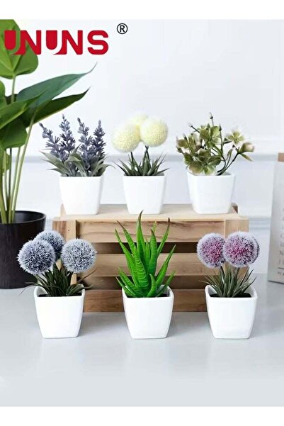 Generic Fake Plants Potted,6pcs Artificial Mini Bonsai Plant Set,Ball,Aloe Ve...