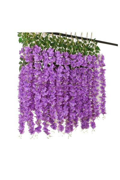 Generic 12pcs Artificial Silk Wisteria Vine Ratta Silk Hanging Flower Wedding...