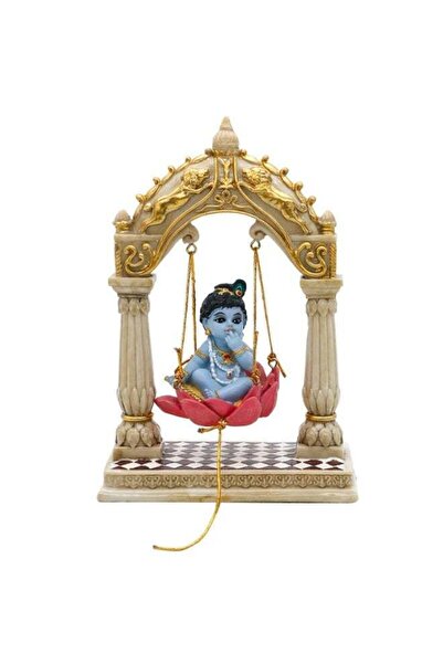 Generic alikiki Baby Krishna on Swing - 6.7" H Hindu God Lord Krishna Idol St...