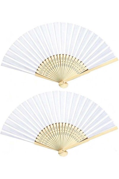 Generic 2Pcs White Folding Fans,Hand Fan for Women,Foldable Bamboo Fans,Silk ...