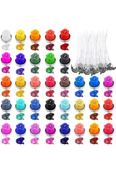Generic 34 Color Candle Dye with 200Pcs Candle Wicks, Dye Flakes for Candle M...
