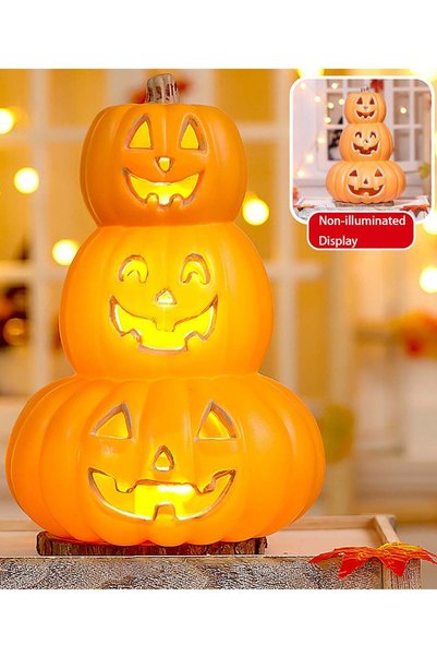 Generic Halloween Light Up Pumpkin Jack O Lantern Pumpkins Decor Vintage Plas...
