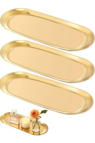 Generic 3 Pcs Stainless Steel Towel Dish Plate Tea/ Fruit Storage Trays Cosme...