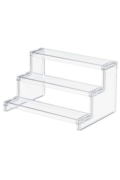 Generic 3 Tier Clear Display Riser Stand, 9 Inch Plastic Step Display Shelves...