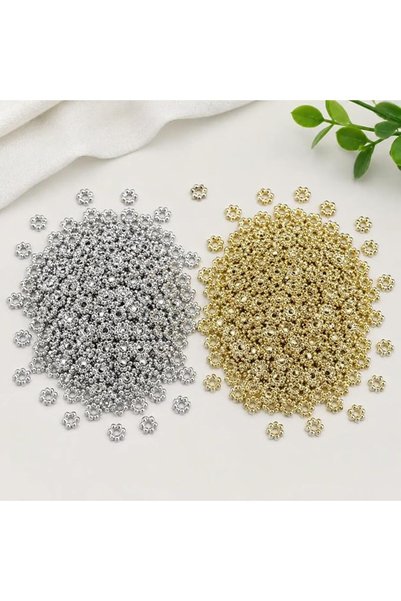 GOLDAGOLD خرز فاصل ذهبي وفضي بالجملة، خرز معدني مسطح لصناعة المجوهرات، خرز فا...