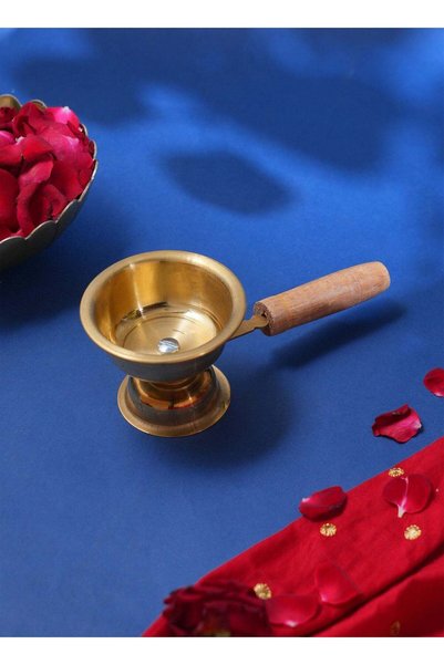 Generic Madhoor Dhuparat Brass Pooja Thali Gold-Tone Brown for Aarti, Pooja &...