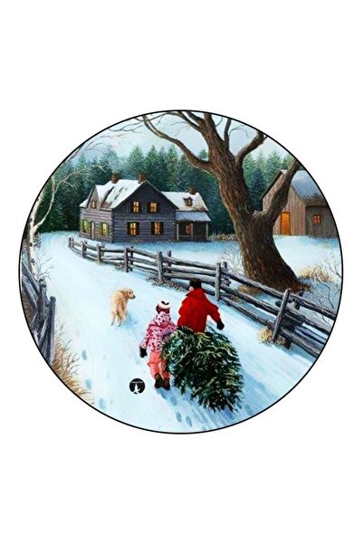 Generic Winter Printed Fridge Magnet White/Brown/Green 5.5cm