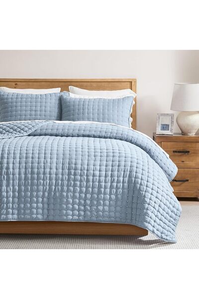 WDCOZY Blue Queen Size Quilt Bedding Sets with Pillow Shams, Lightweight Soft...