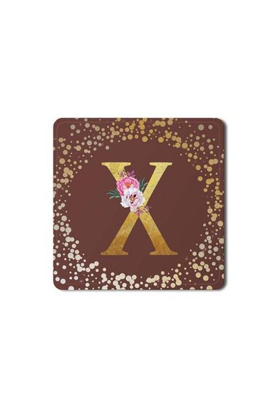 Generic 2 Pack Designer Leather Coasters Mat for Beverage Drinks- Custom Mono...