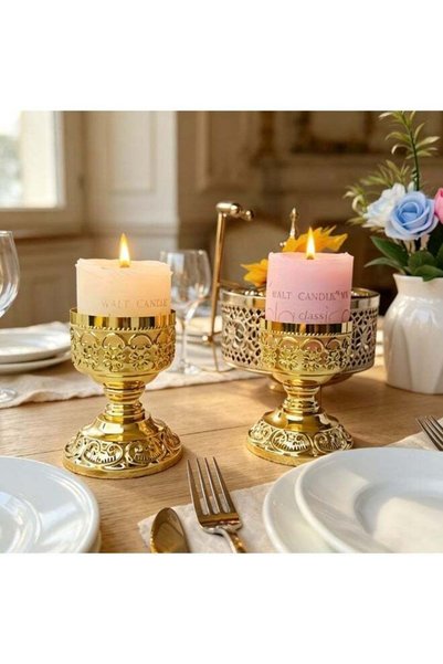 Generic 2Pcs Hollow‑Out Metal Candle Holders, perfect for Ra.madan, Eid al‑Fi...