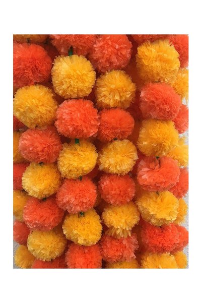 Generic Pack of 5 artificial marigold garland string light and dark orange