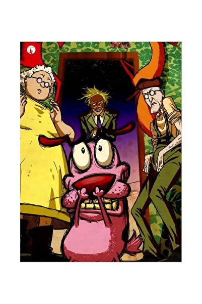 Generic Courage The Cowardly Dog Themed Metallic Plate Pink/Yellow/Green 20x15cm