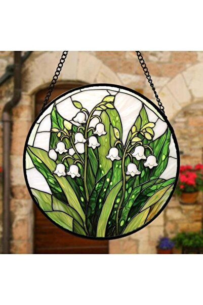 Generic Stained Glass Window Hanging, Lily of the Valley Flower Sun Catchers ...