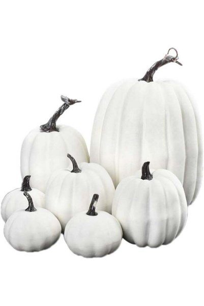 Generic 7PCS Thanksgiving White Pumpkin Decorations Various Sizes Pumpkin Dec...