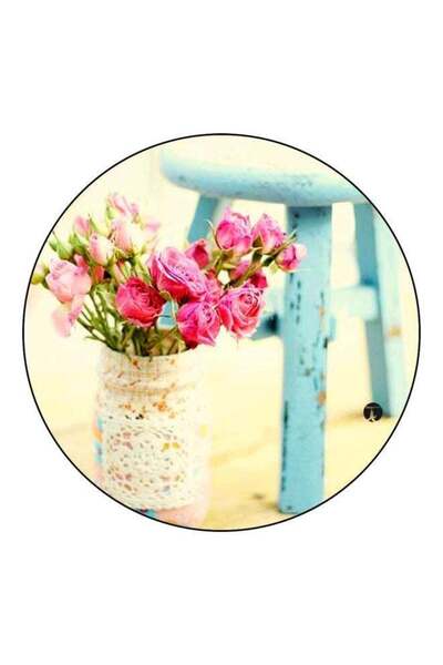 Generic Floral Printed Fridge Magnet Pink/Yellow/Blue 5.5cm