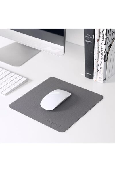 SenseAGE Slim Mouse Mat for Home/Office, Portable Mouse Pad for Computer & Laptop, Seamless Clothing, Non-Slip Base, Compatible with Laser and Optical Mouse, 22 x 22cm (Dark Grey (With Logo))