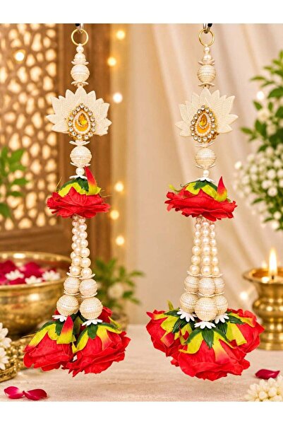 Generic Rajshi Handcrafted Floral Door Hanging Set with Lotus ,Rose, Pearl & ...