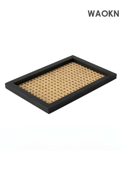 Generic Rectangle Serving Tray with Imitated Rattan , Basket Serving Tray wit...
