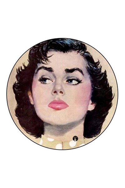 Generic Girl Face Printed Fridge Magnet Beige/Pink/Black 5.5cm