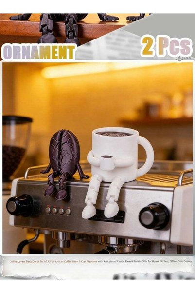 Generic Coffee Lovers Desk Decor Set of 2, Fun Artisan Coffee Bean & Cup Figu...