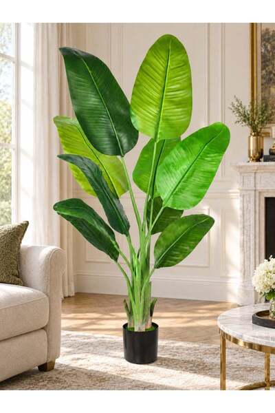 Generic Artificial Banana Tree Fake Plant with Black Nursery Pot, Realistic L...