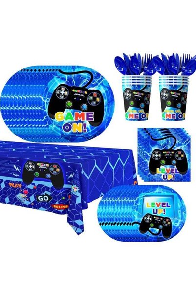 Generic Video Game Birthday Disposable Party Tableware for 16 Guests, Game Th...
