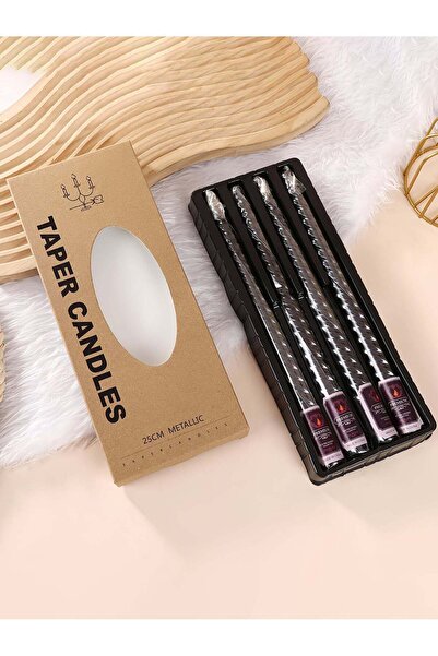 Generic 4pcs Black Boxed European Style Tapered Metallic Twisted Candles for ...