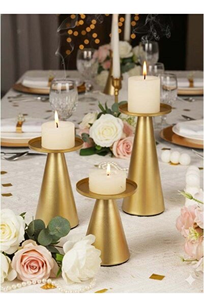 Generic Set of 3 Vintage Candle Holders, Elegant Taper Candlestick Holders fo...