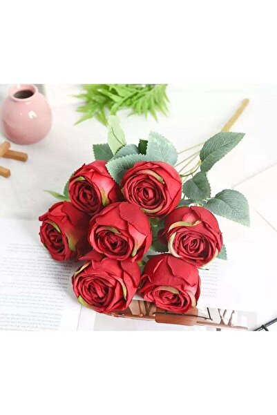 Generic Artificial Silk Rose Flower Arrangement – 1 Red Rose with 7 Fake Rose...